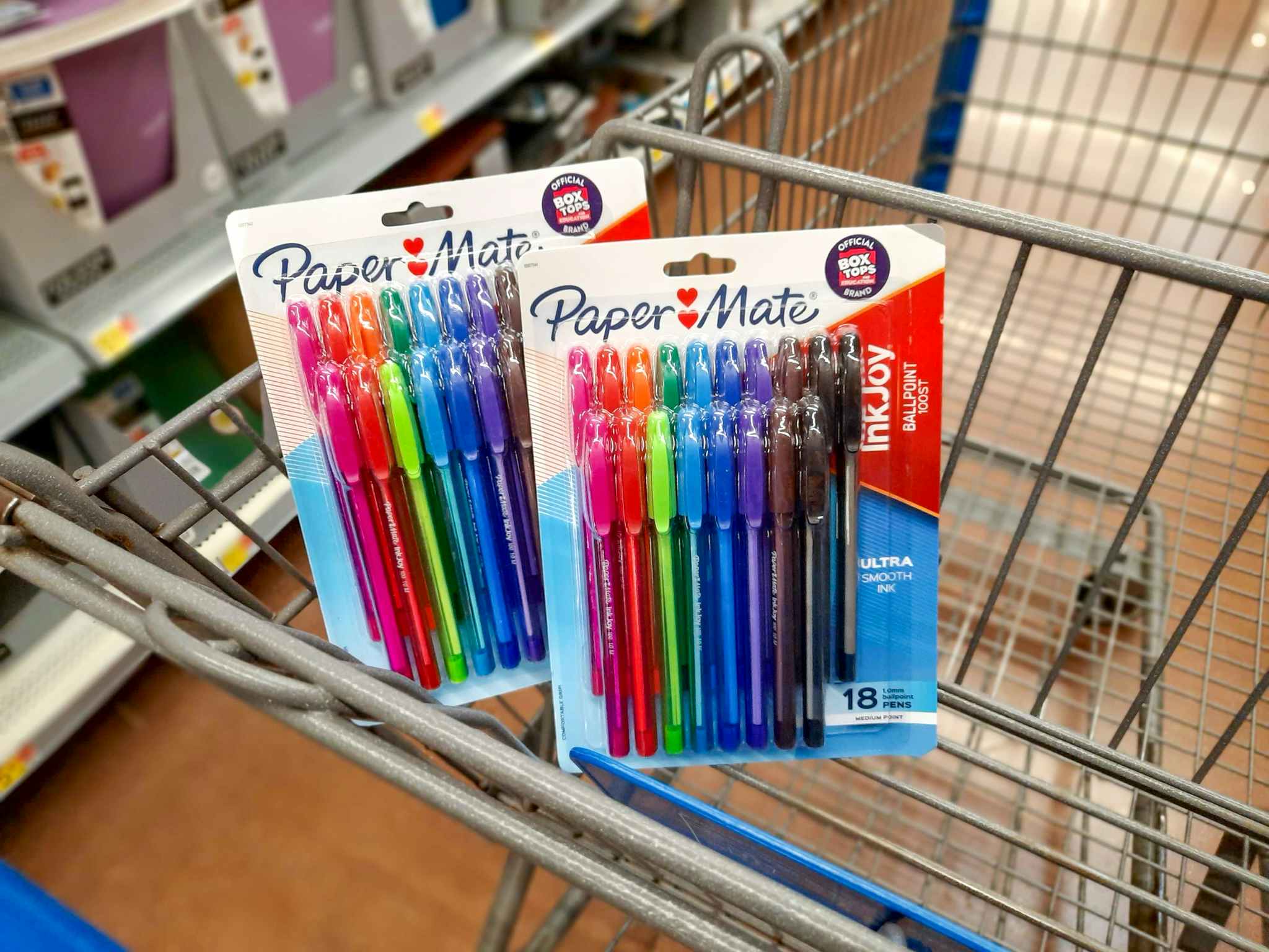 Two 18-count Paper Mate Inkjoy Pen products in Walmart shopping cart