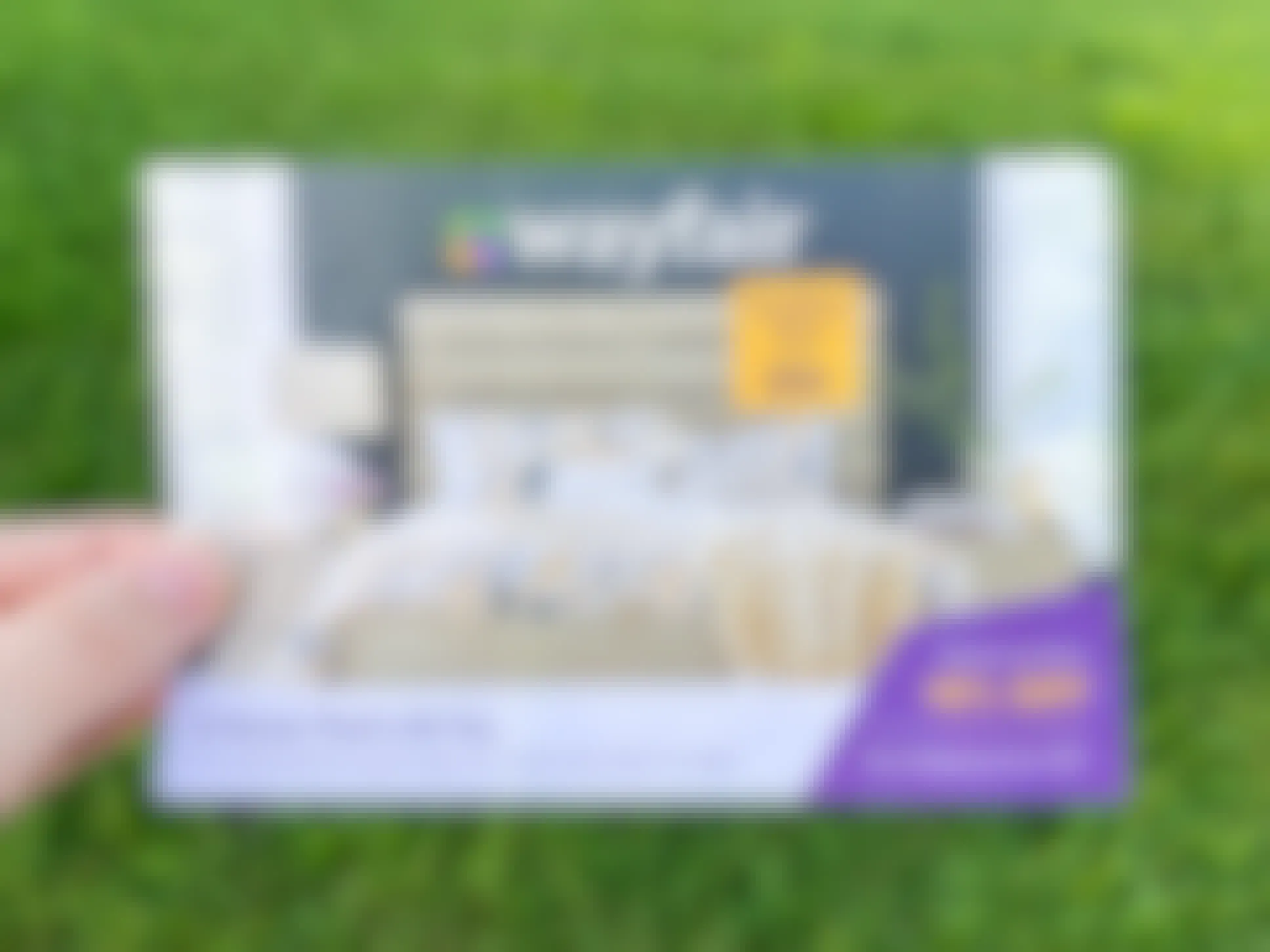 a hand holding the edge of a wayfair mailer coupon for 10% off
