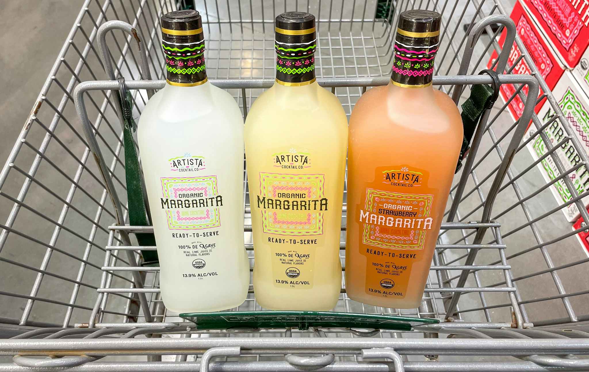 ready to drink margaritas in a cart at whole foods 