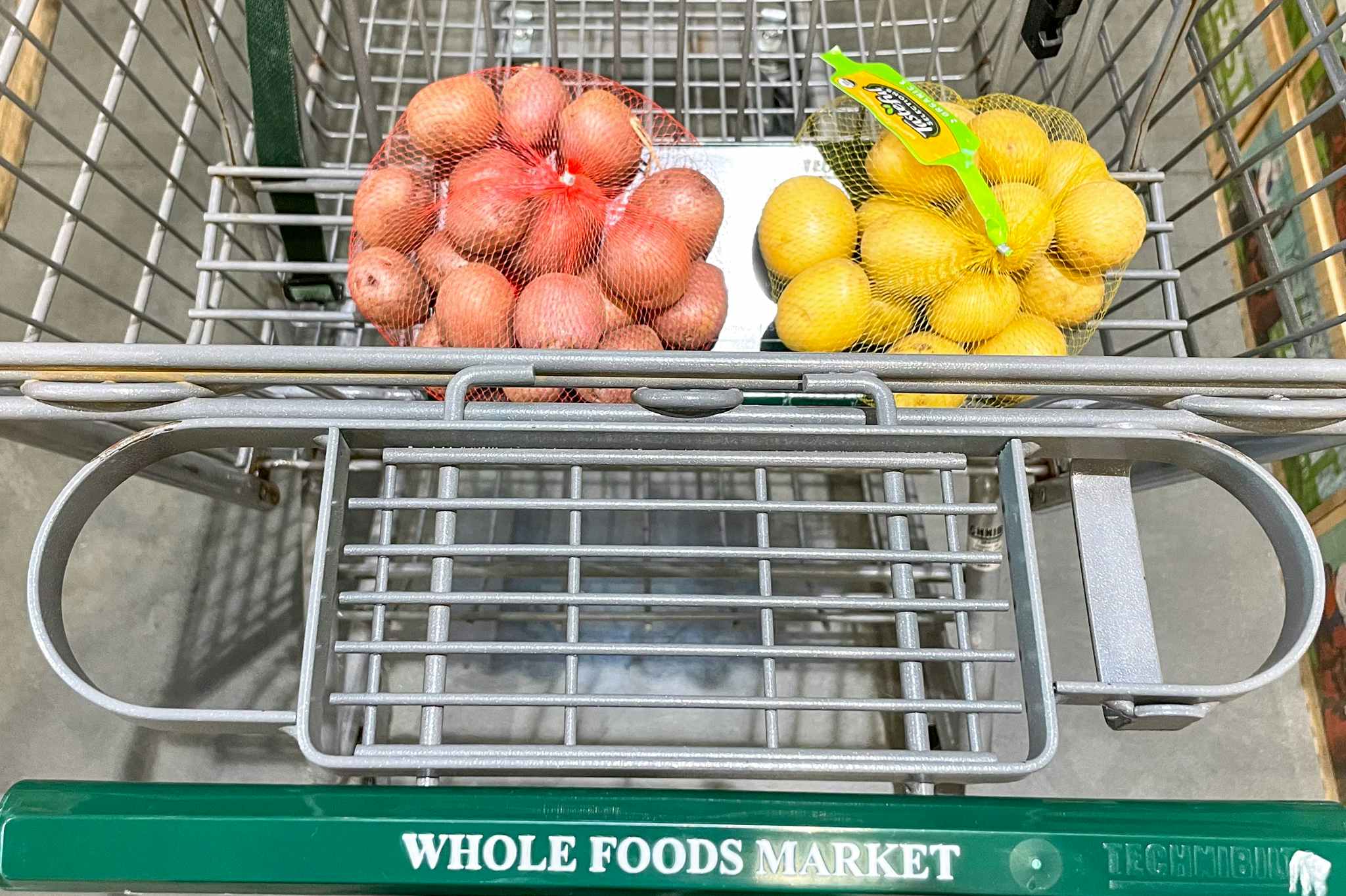 potatoes in a cart at whole foods 