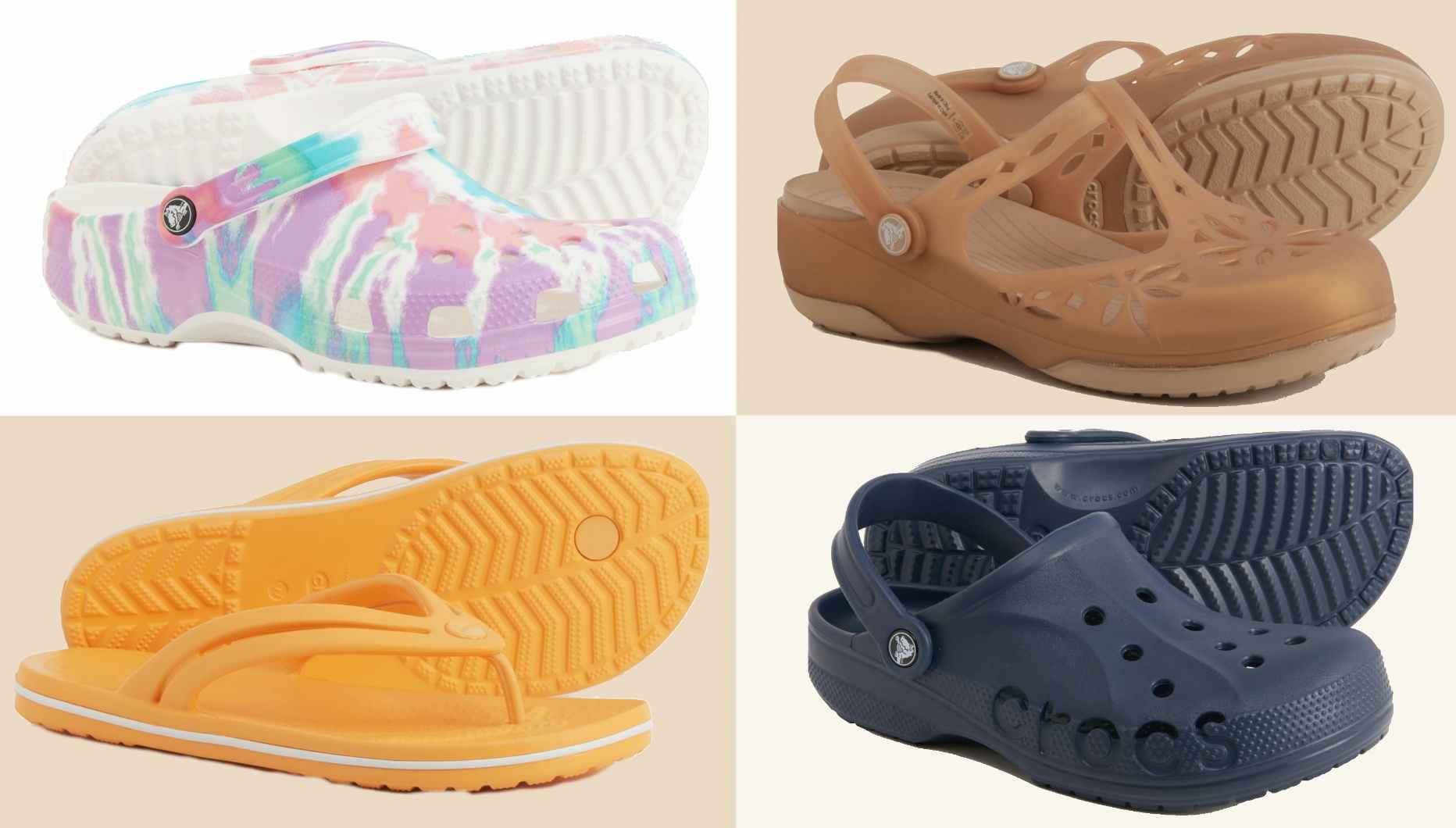 collage of 3 womens crocs