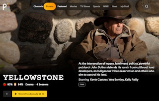 A screenshot from the Yellowstone series page on the Peacock streaming website.