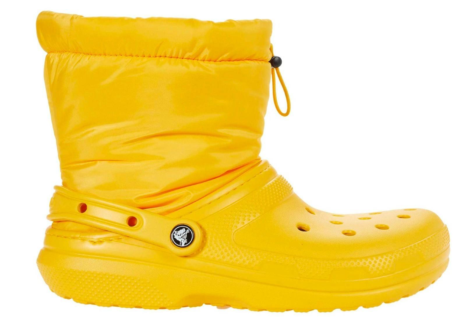 crocs puff boots yellow
