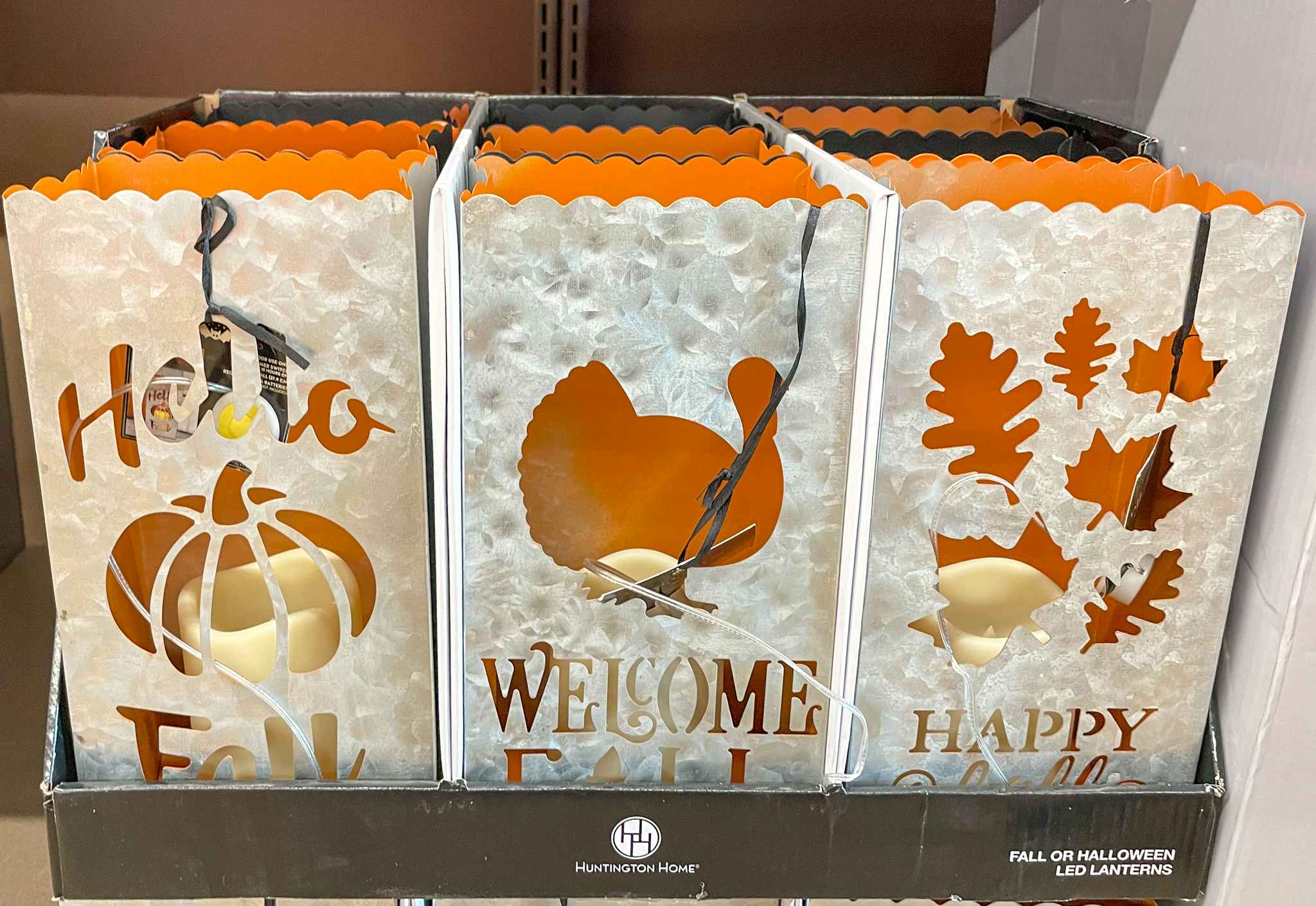 lanterns on a shelf at aldi