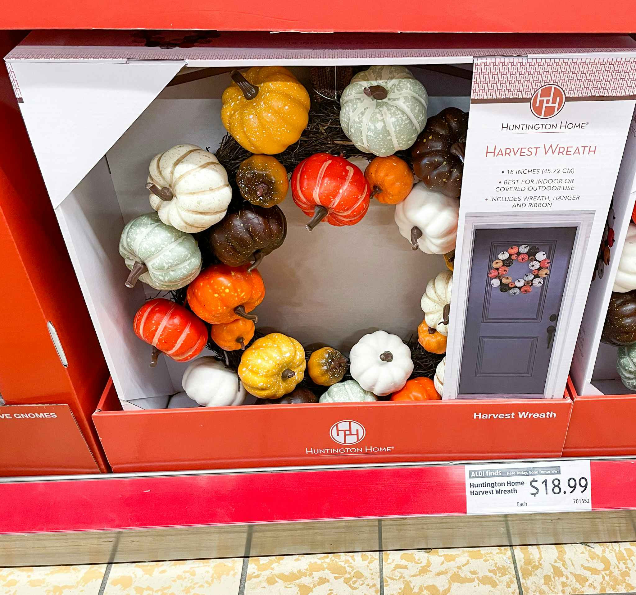 wreath in a boxes with sale sign at Aldi