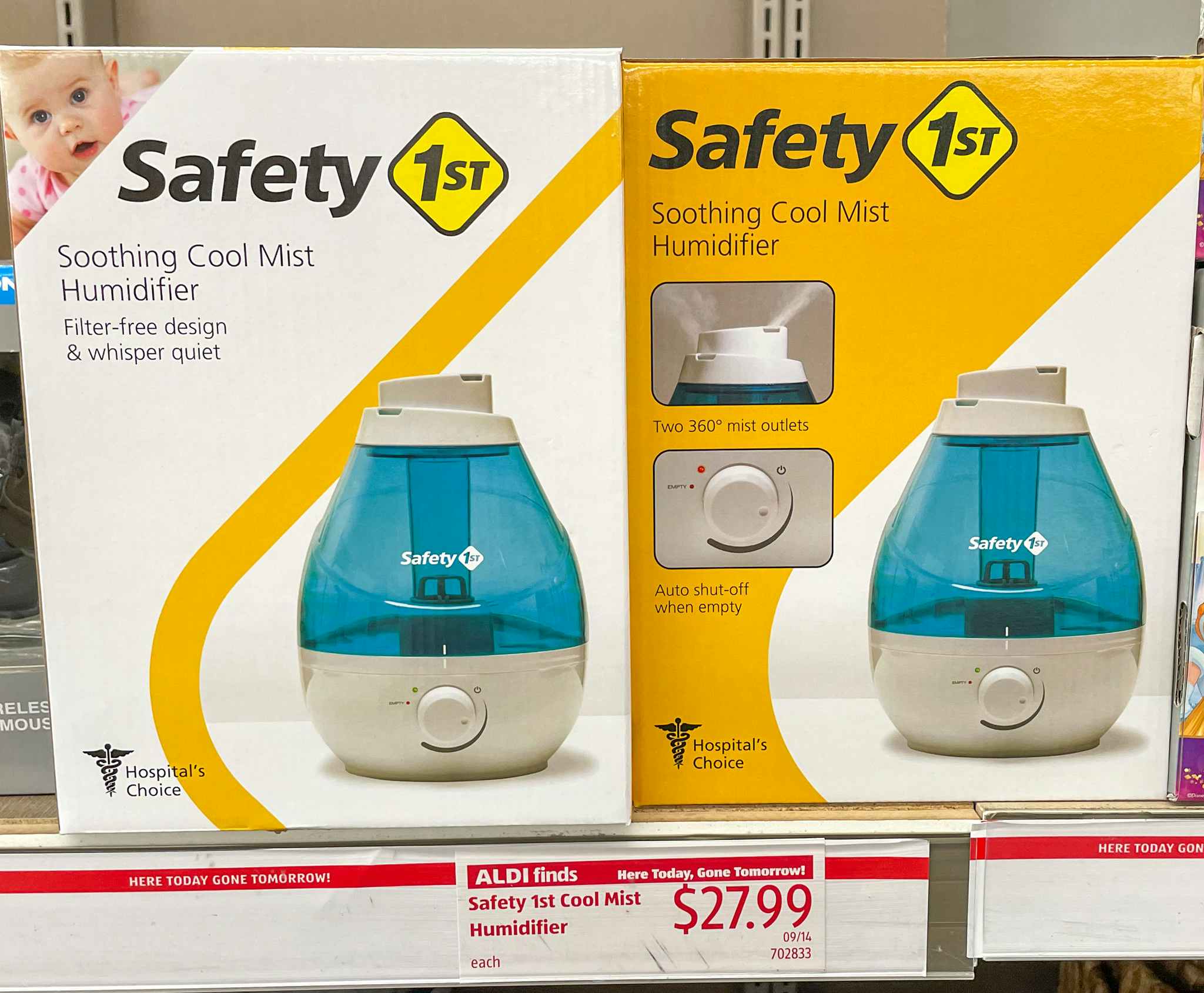 humidifier on a shelf at aldi with sale sign