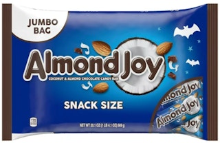 Almond Joy snack size candy bar package.