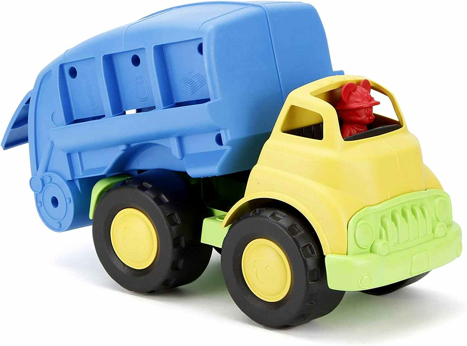 A Green Toys Mickey Mouse recycling truck toy.