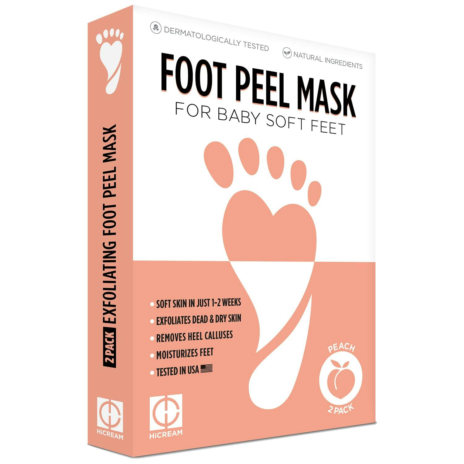 A box of foot peel masks on a white background.