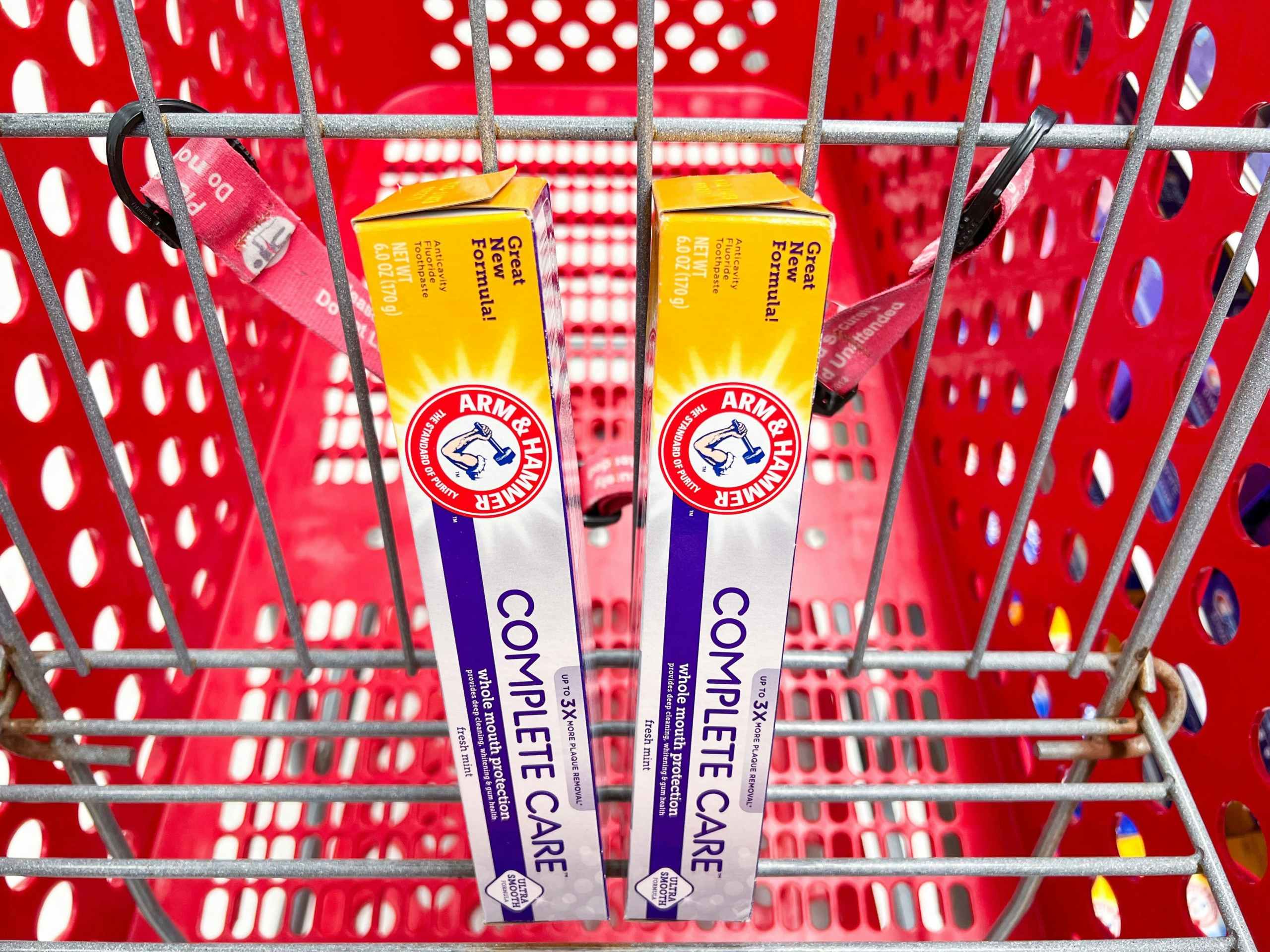 arm & hammer complete care toothpaste in a target cart