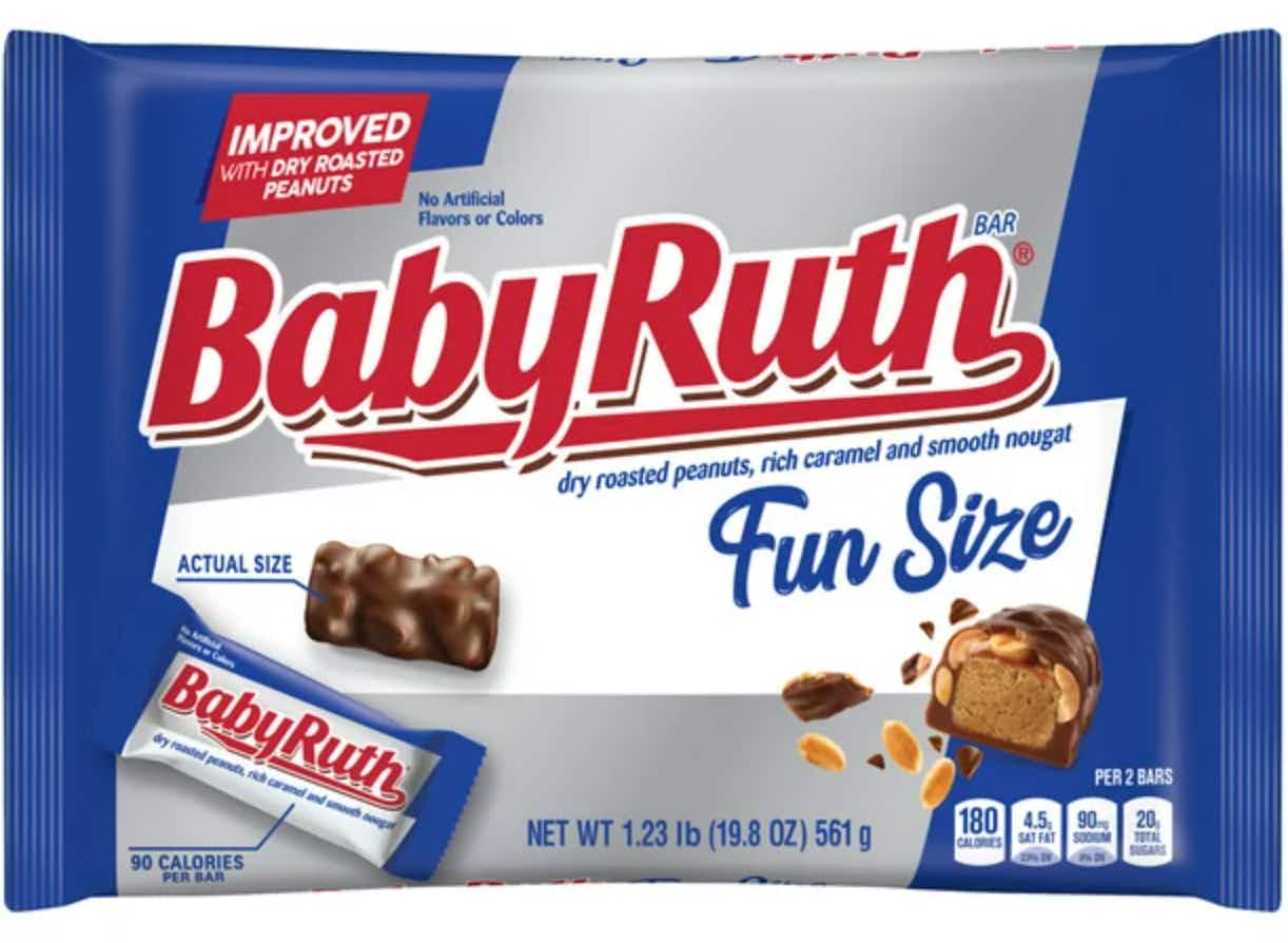 Baby Ruth fun size candy bar package