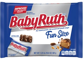 Baby Ruth fun size candy bar package