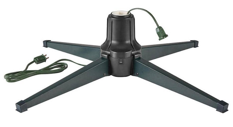A 9ft Max rotating Christmas tree stand on a white background.