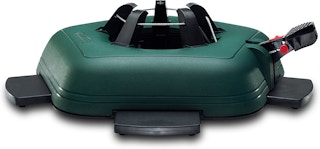 A Krinner's Tree Genie Deluxe Christmas tree stand on a white background.