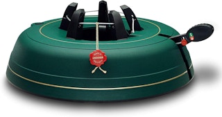 A Krinner Genie Christmas tree stand on a white background.