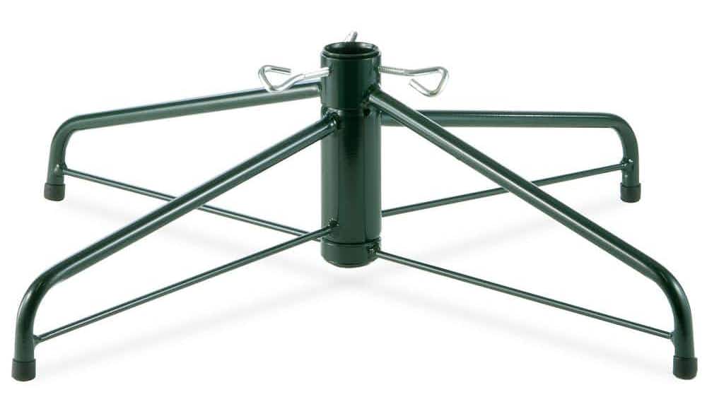 A Folding Metal Christmas tree stand on a white background.