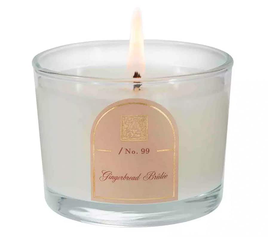 A Gingerbread Brulee candle from Macy's on a white background