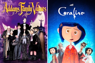 The covers for Addams Family Values and Coraline next to each other.