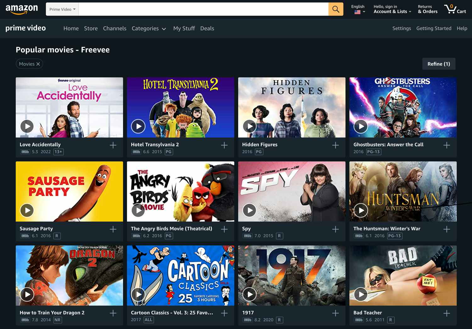 amazon freevee free movie streaming with popular films screenshot