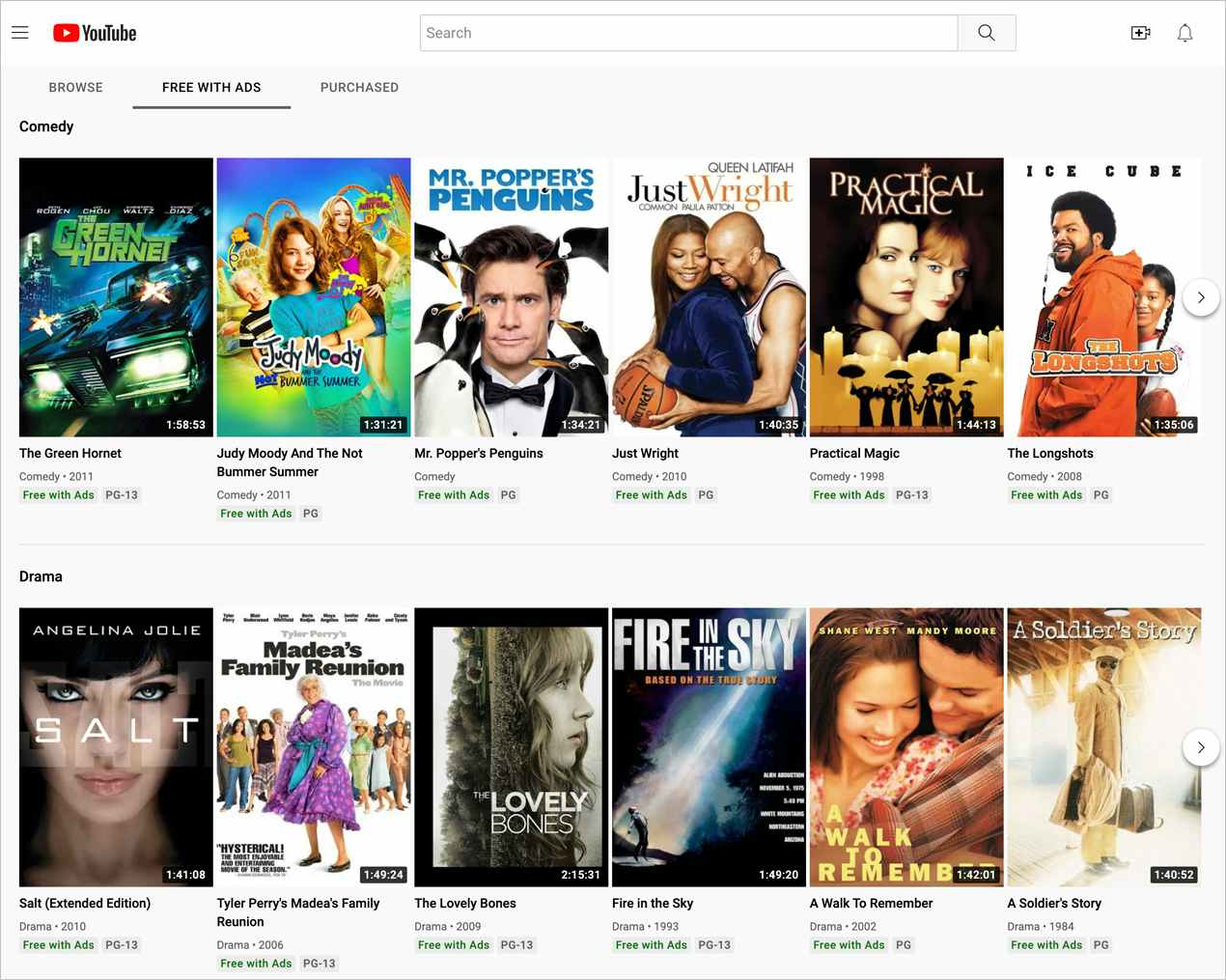 youtube free movie streaming with comedy and drama films screenshot