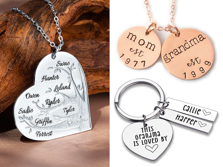 Three different custom jewelry pieces for grandma.