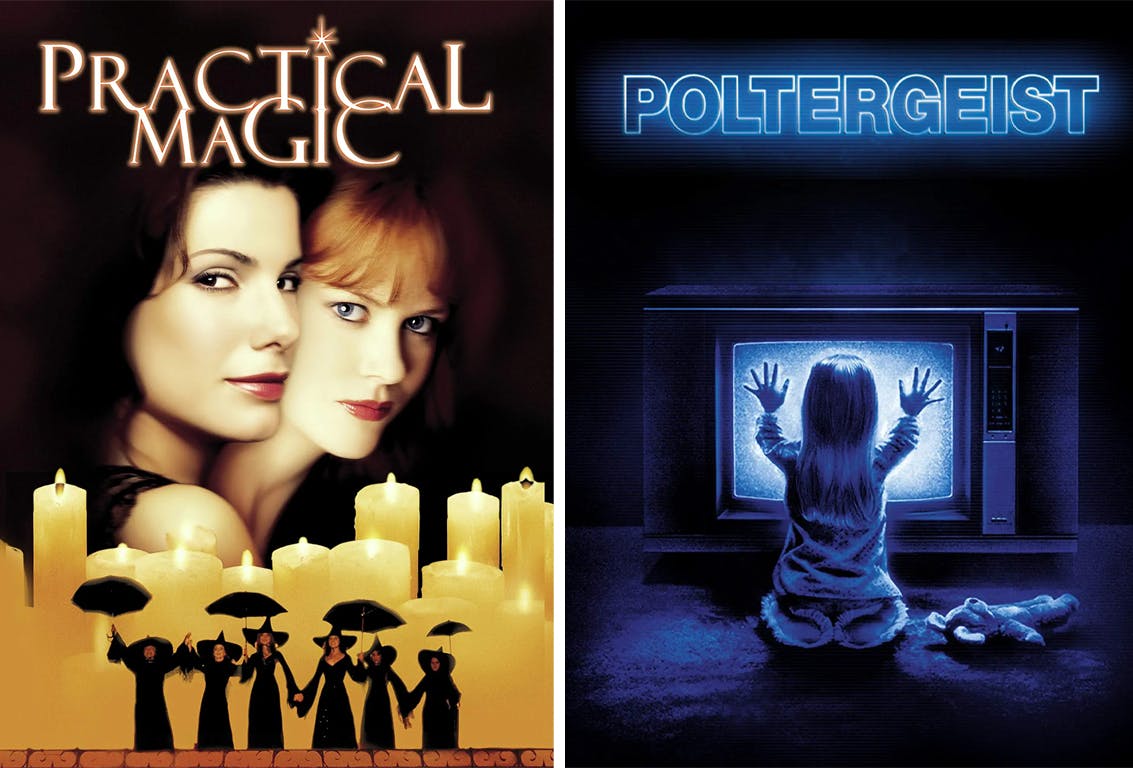 The covers for the movies Practical Magic and Poltergeist