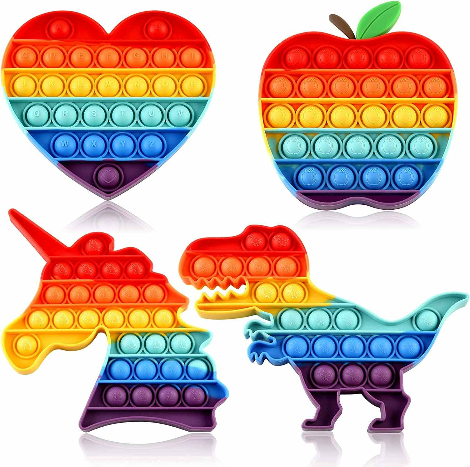 A 4-Pack of Rainbow Pop Fidget Toys on a white background.