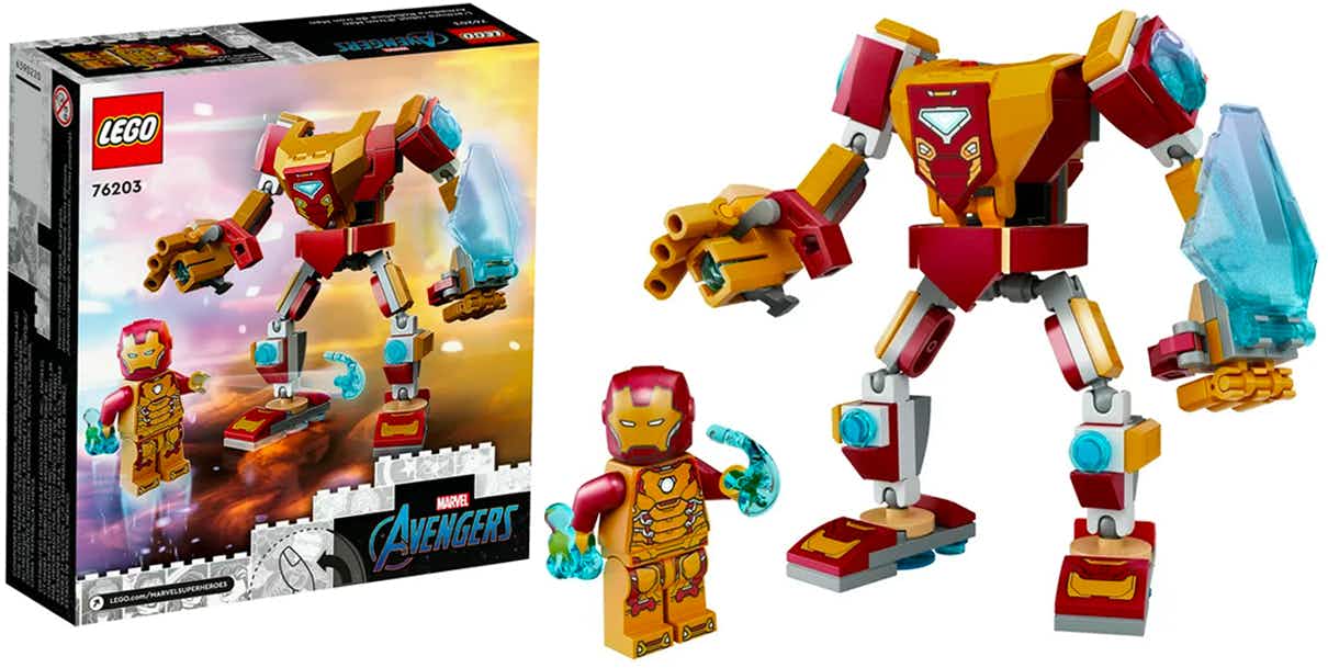 A LEGO Marvel Iron Man Mech Armor Building Kit on a white background.