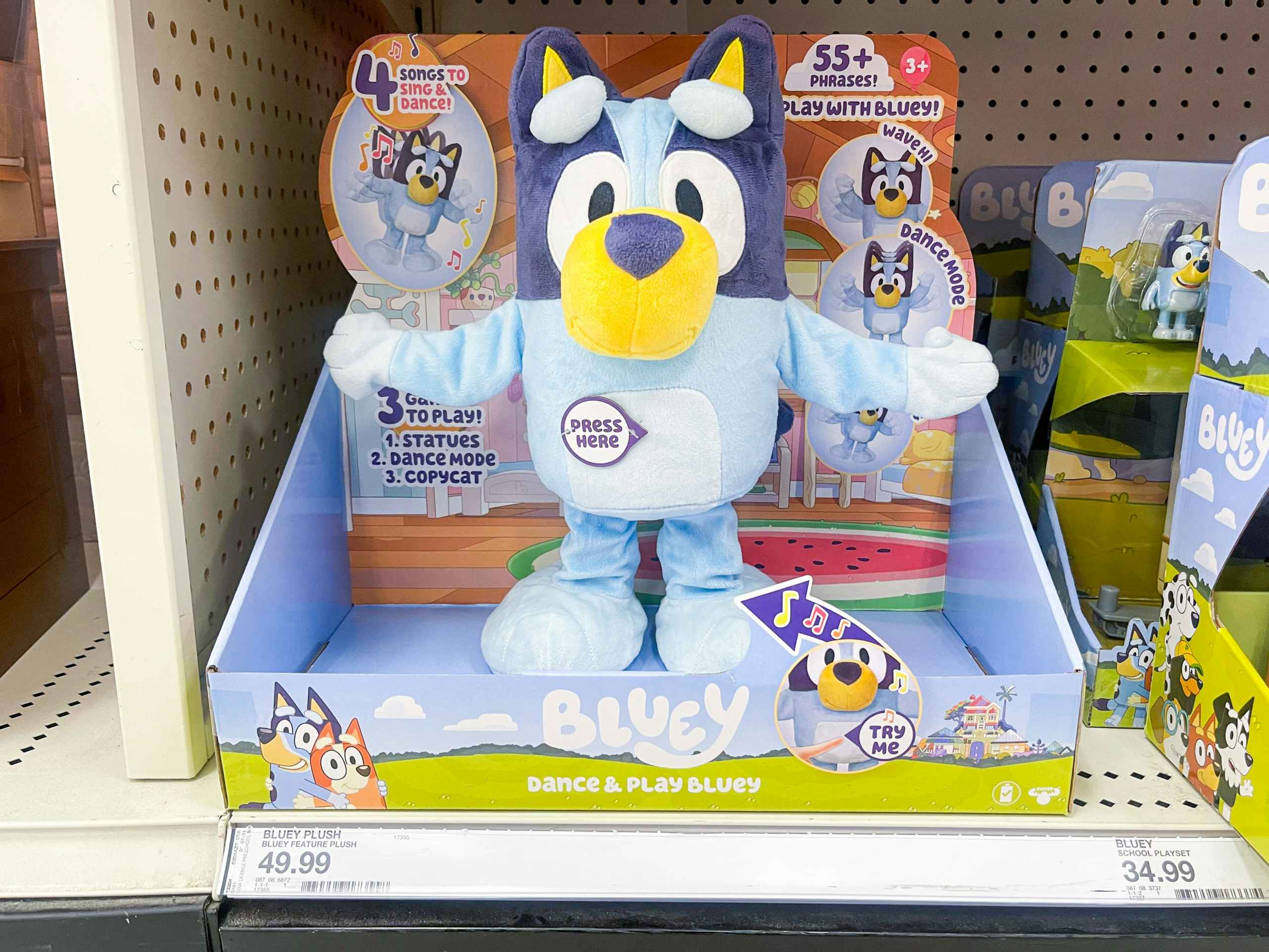 A Bluey Dance and Play sitting on a store shelf.