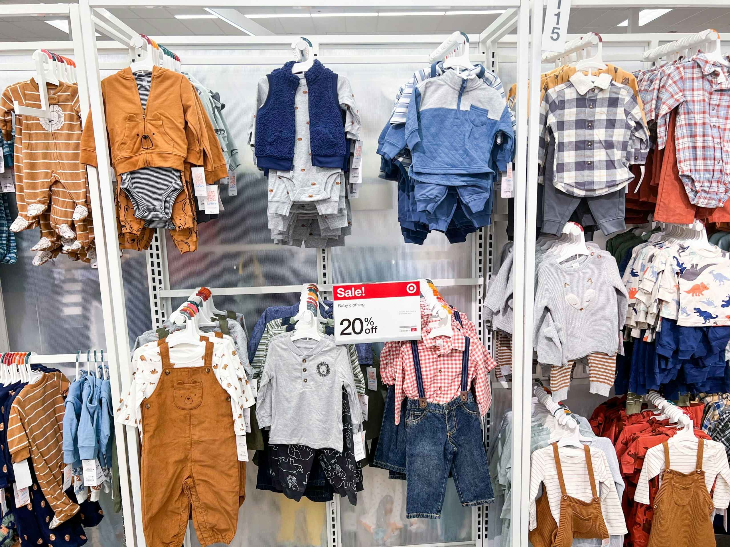 racks of carters baby clothes