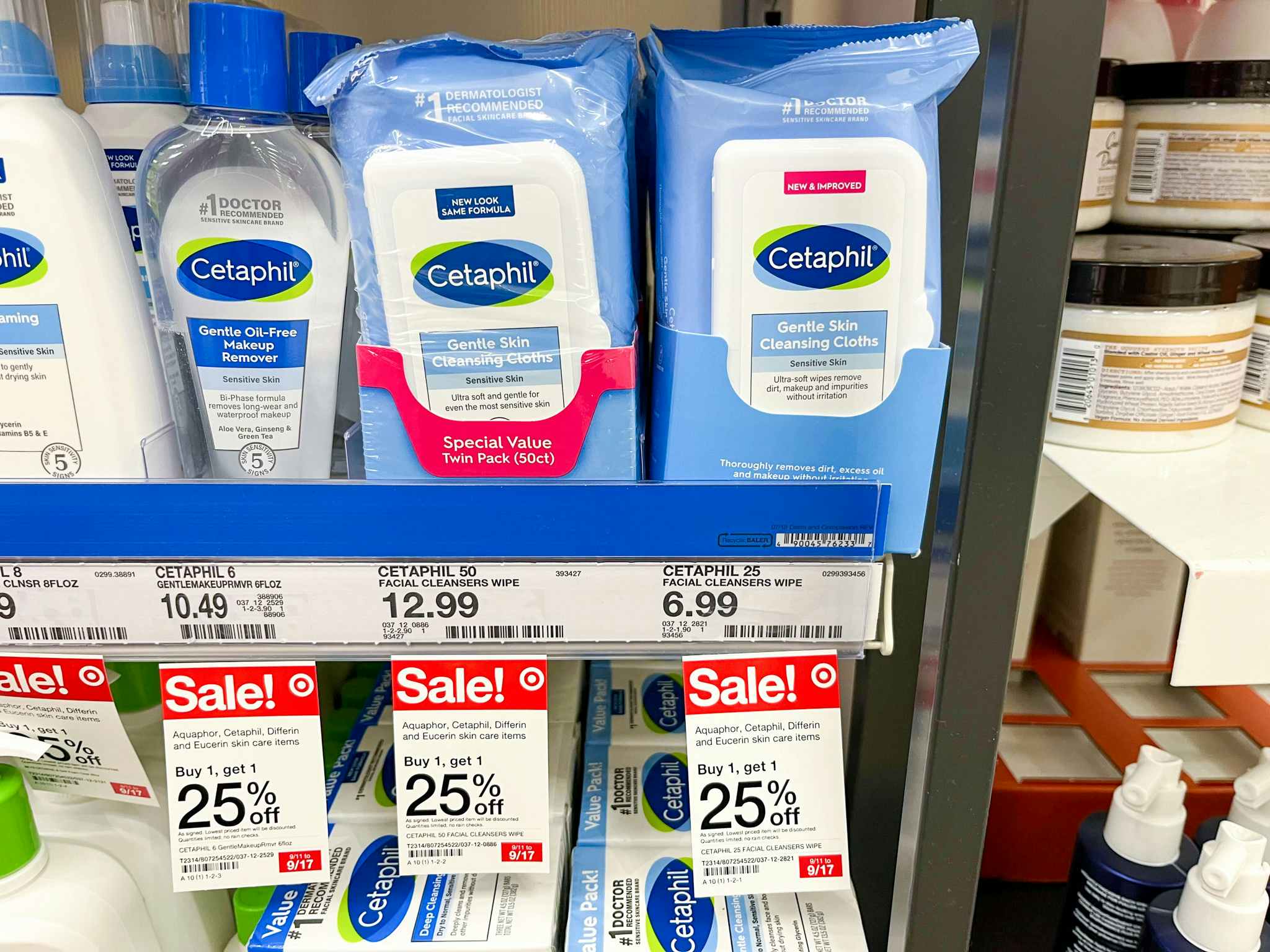 target shelf with cetaphil cleansing wipes