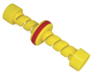 a yellow and red device that cuts a hot dog into a spiral