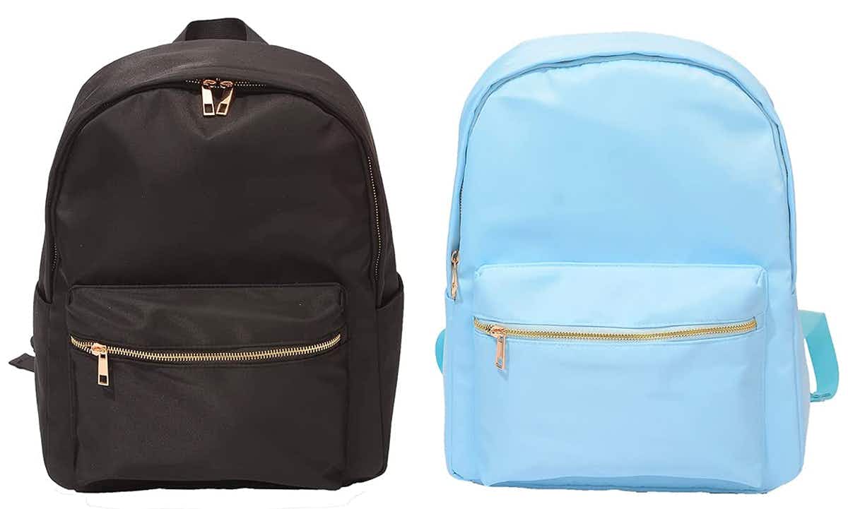Two different colored backpacks on a white background.