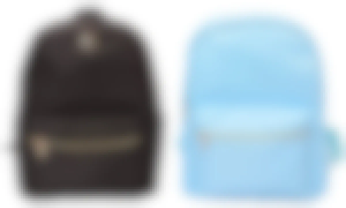 Two different colored backpacks on a white background.