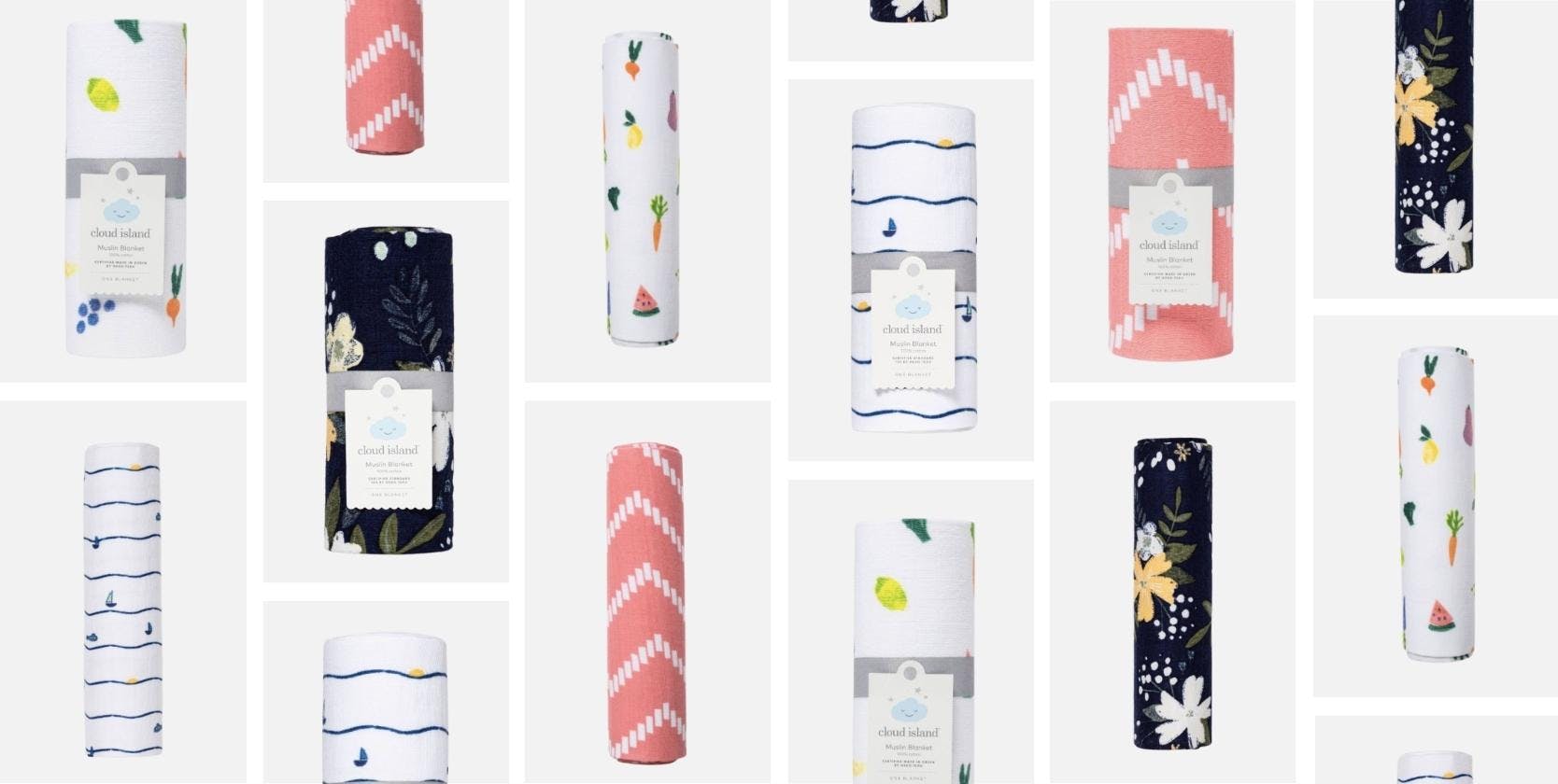 collage of cloud island baby blankets