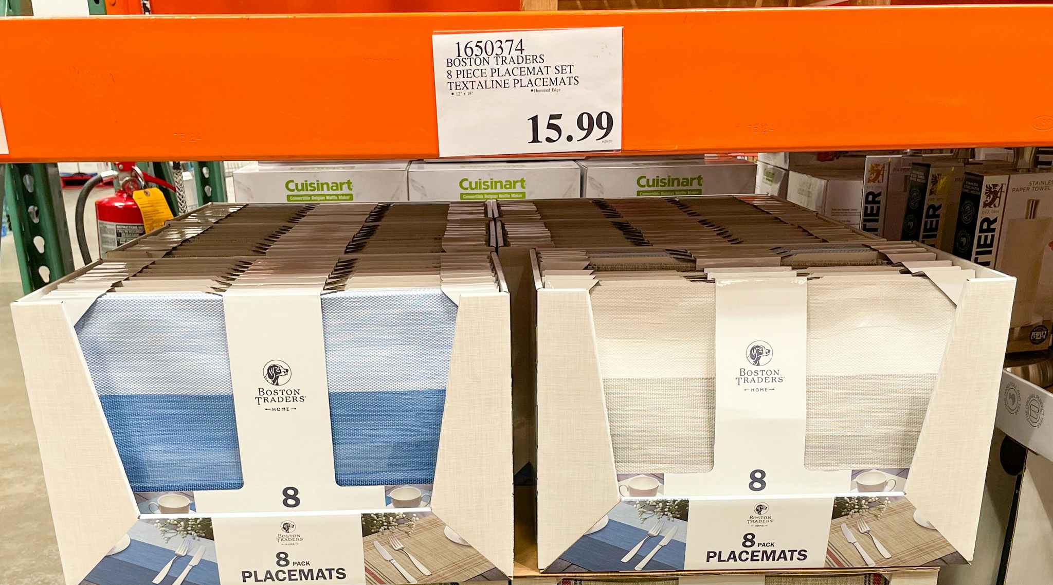 placemats with sale sign at costco