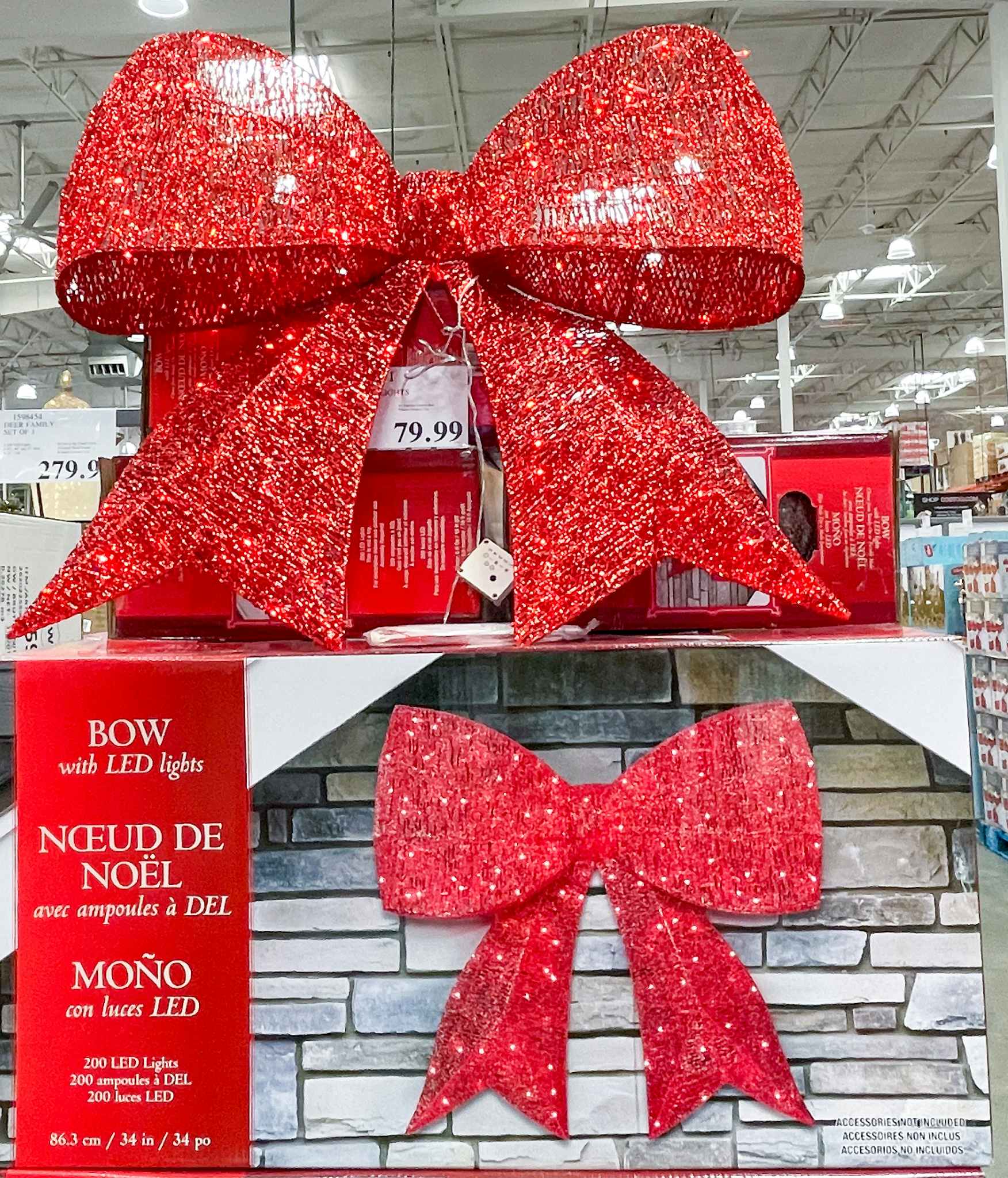 bow on display with sale sign at costco