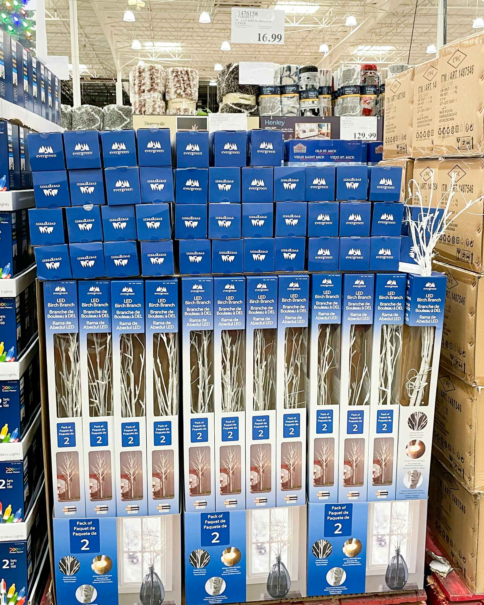 led birch branch on the sale floor with sale sign at costco