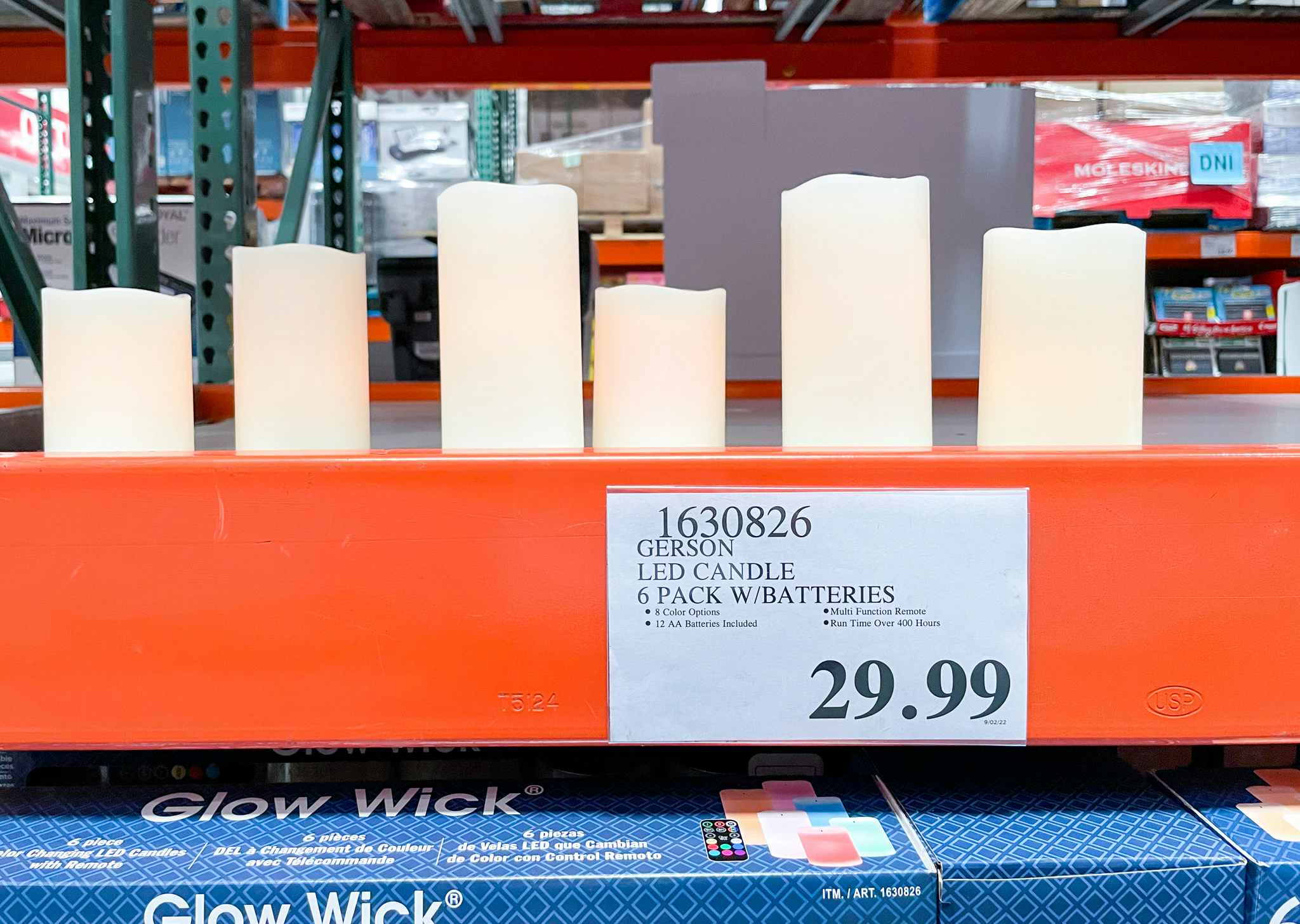 candle set on display with sale sign at costco