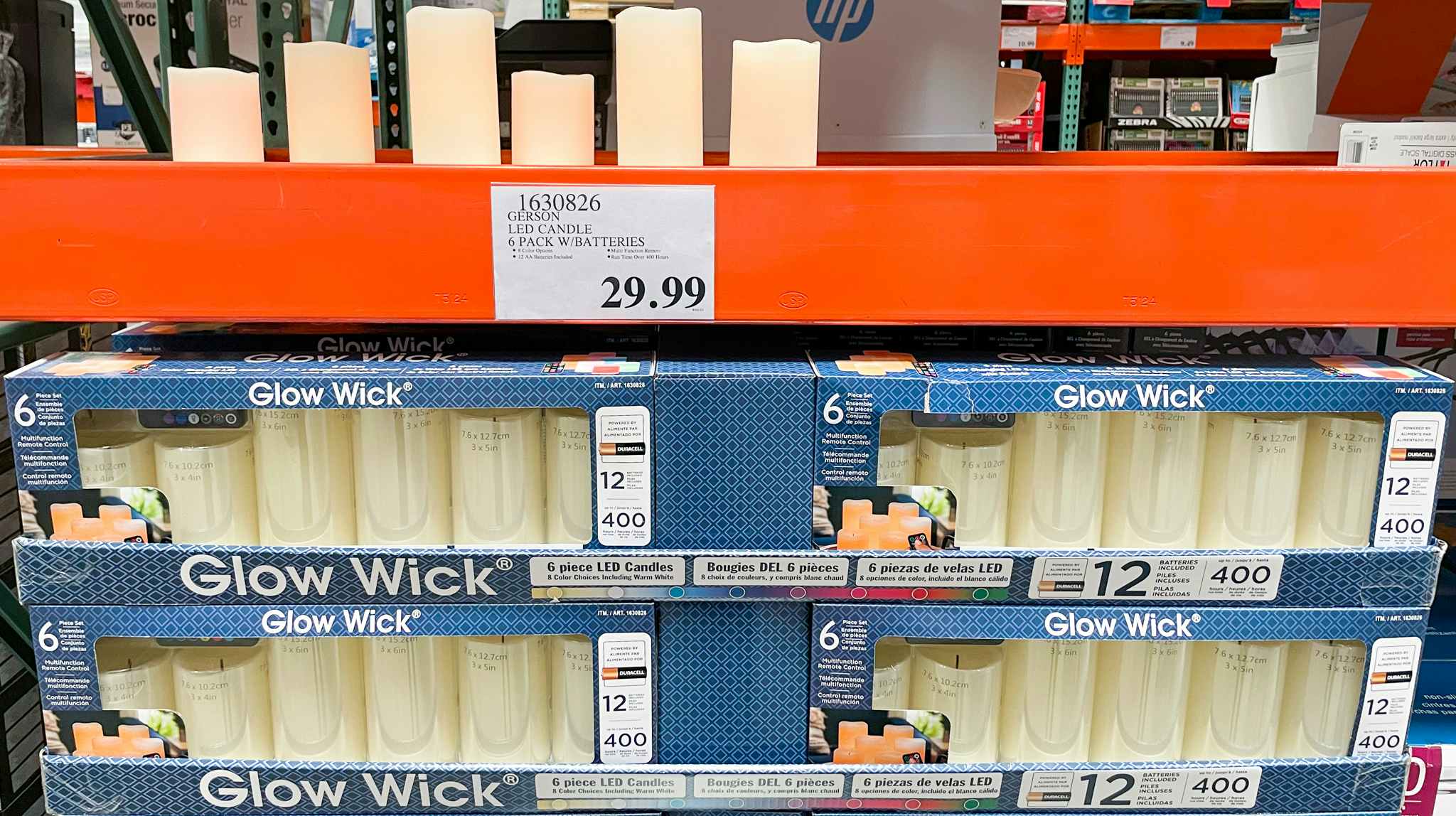 candle set on a shelf at costco