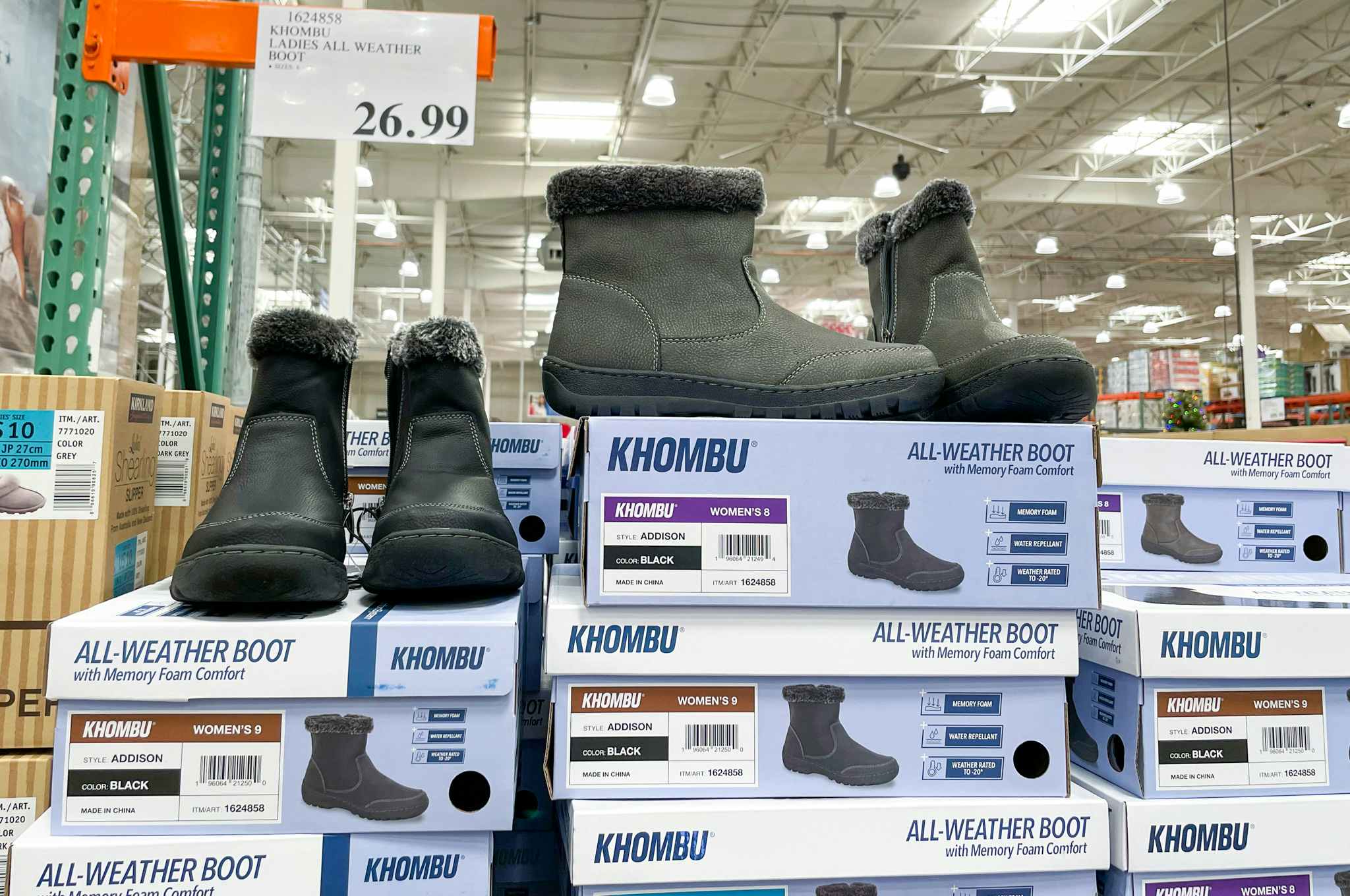 boots on display at costco