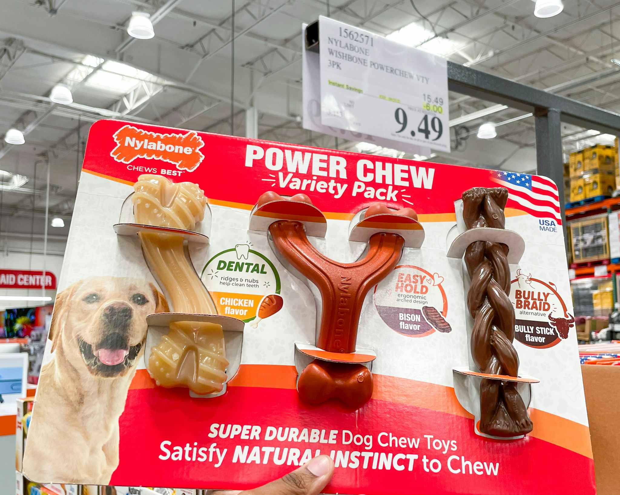 chew toy with sale sign at costco
