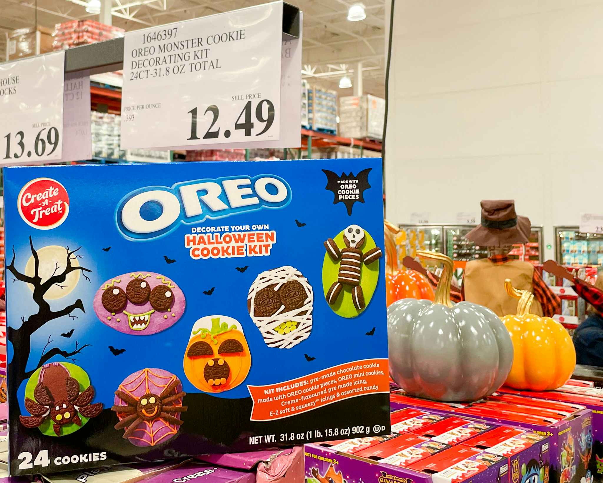 oreo monster cookie set on display with sale sign at costco