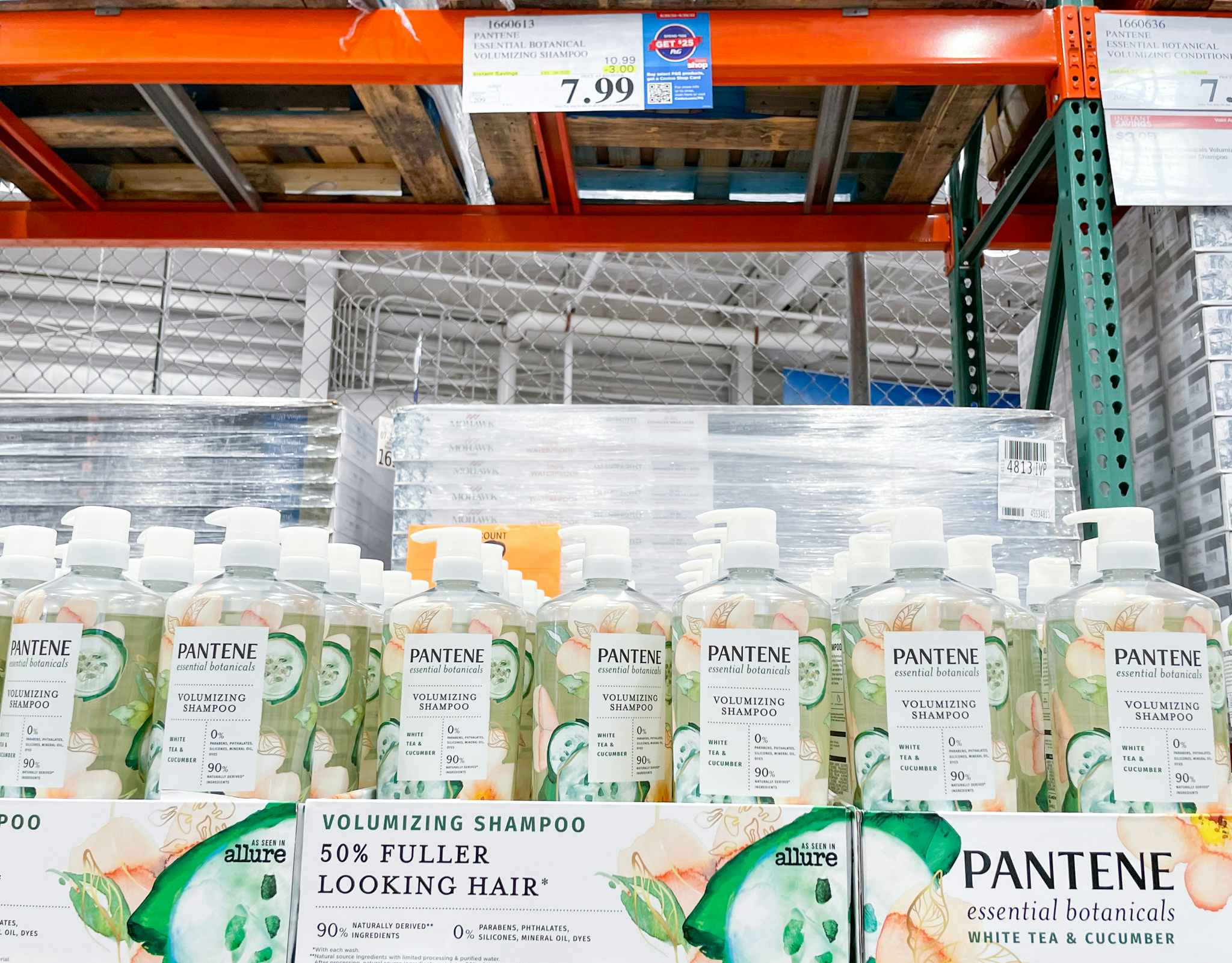 shampoo on a shelf at Costco