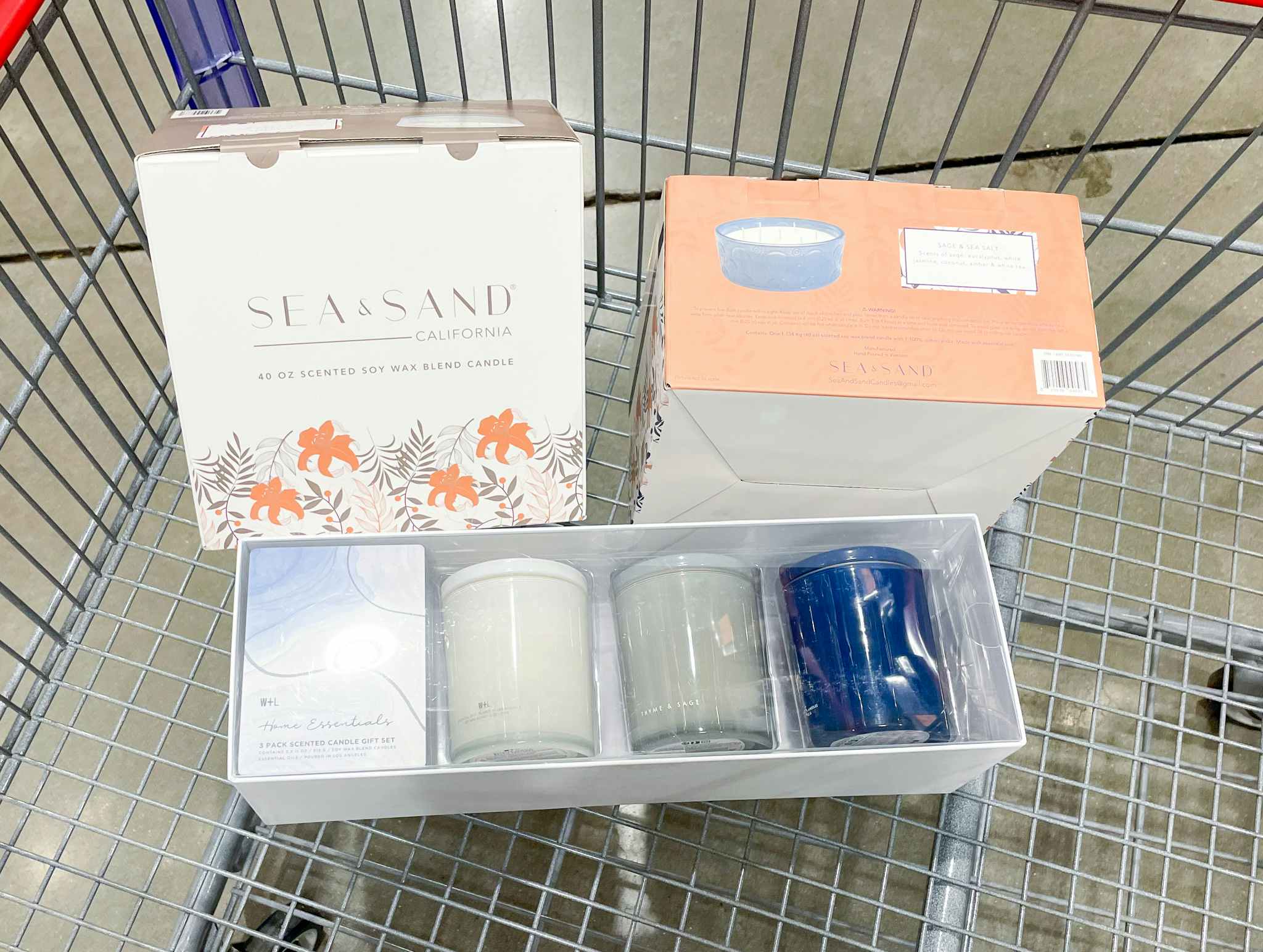 candles in a cart at costco