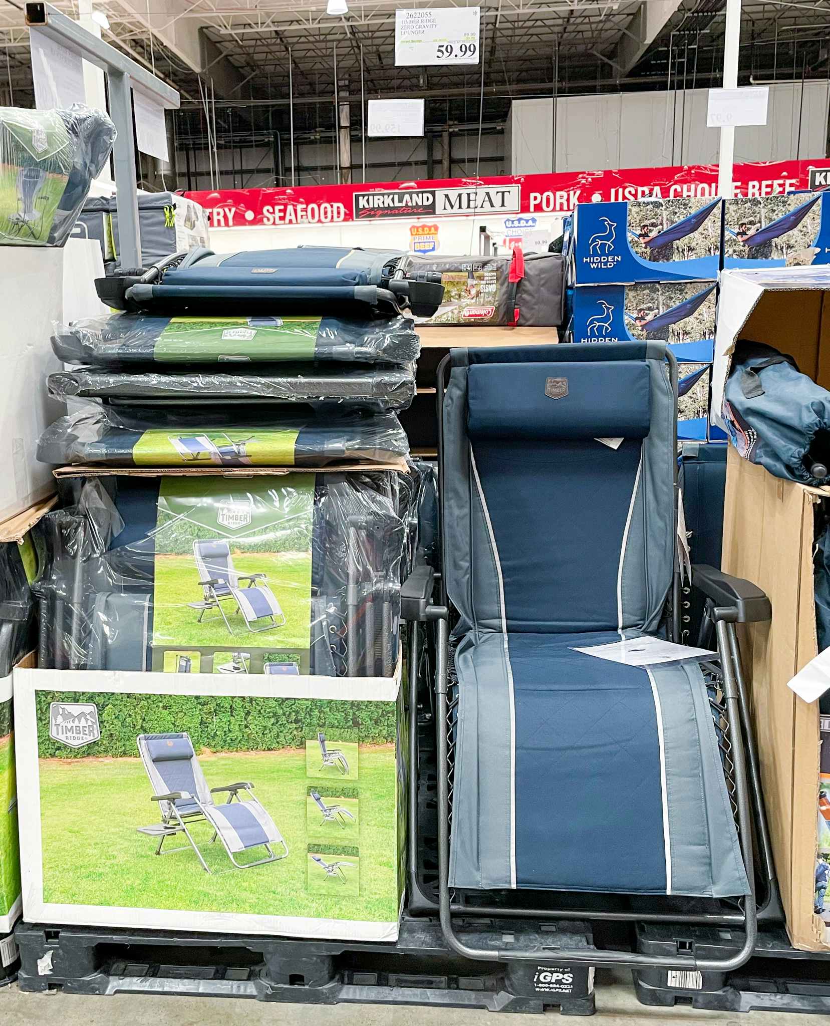 chair lounger on display with sale sign at costco