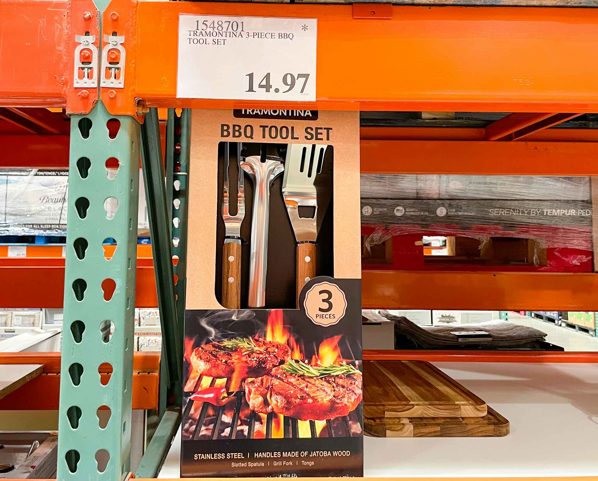 bbq tool set with sale sign at costco