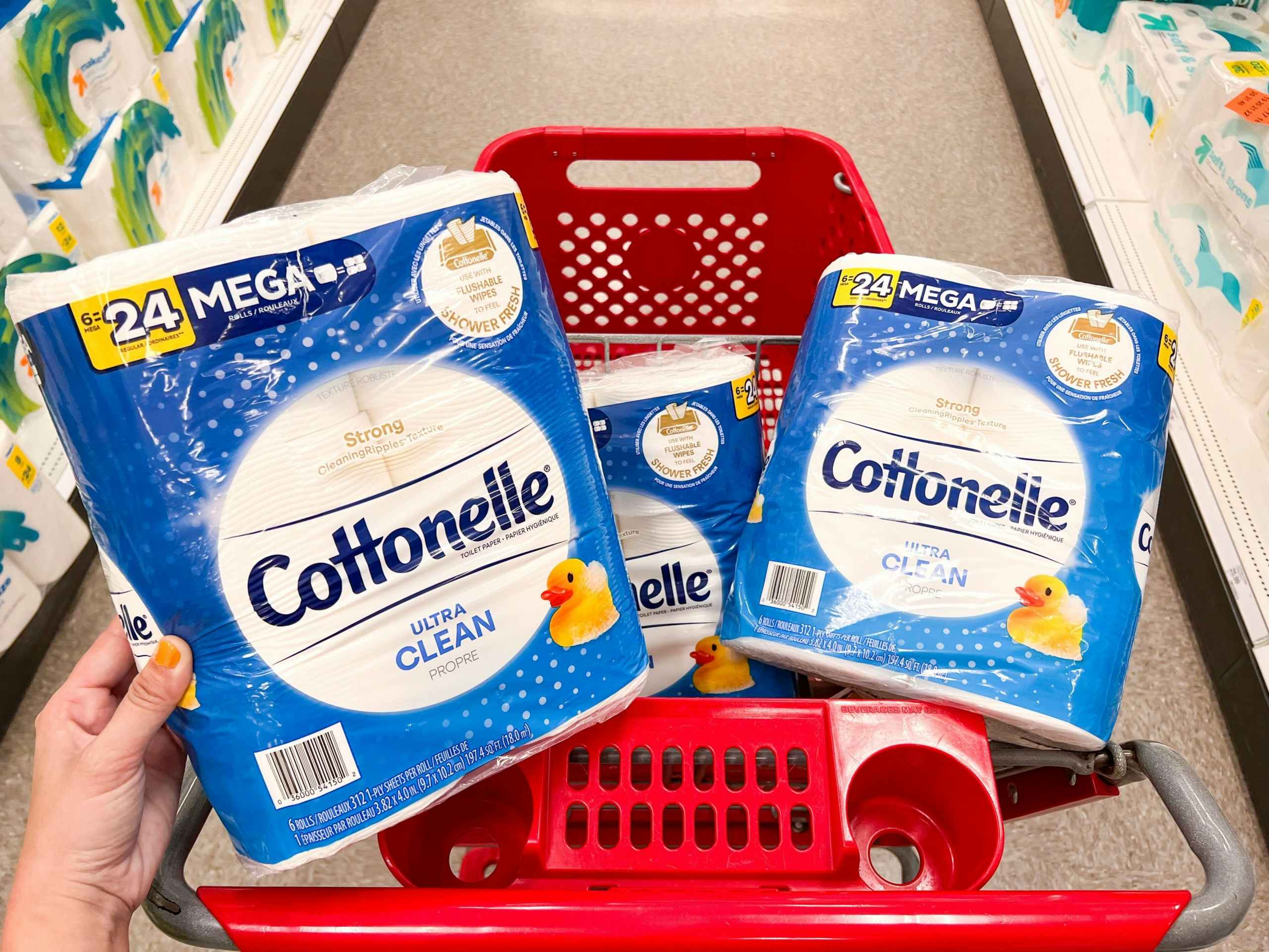 cottonelle toilet paper in a target cart