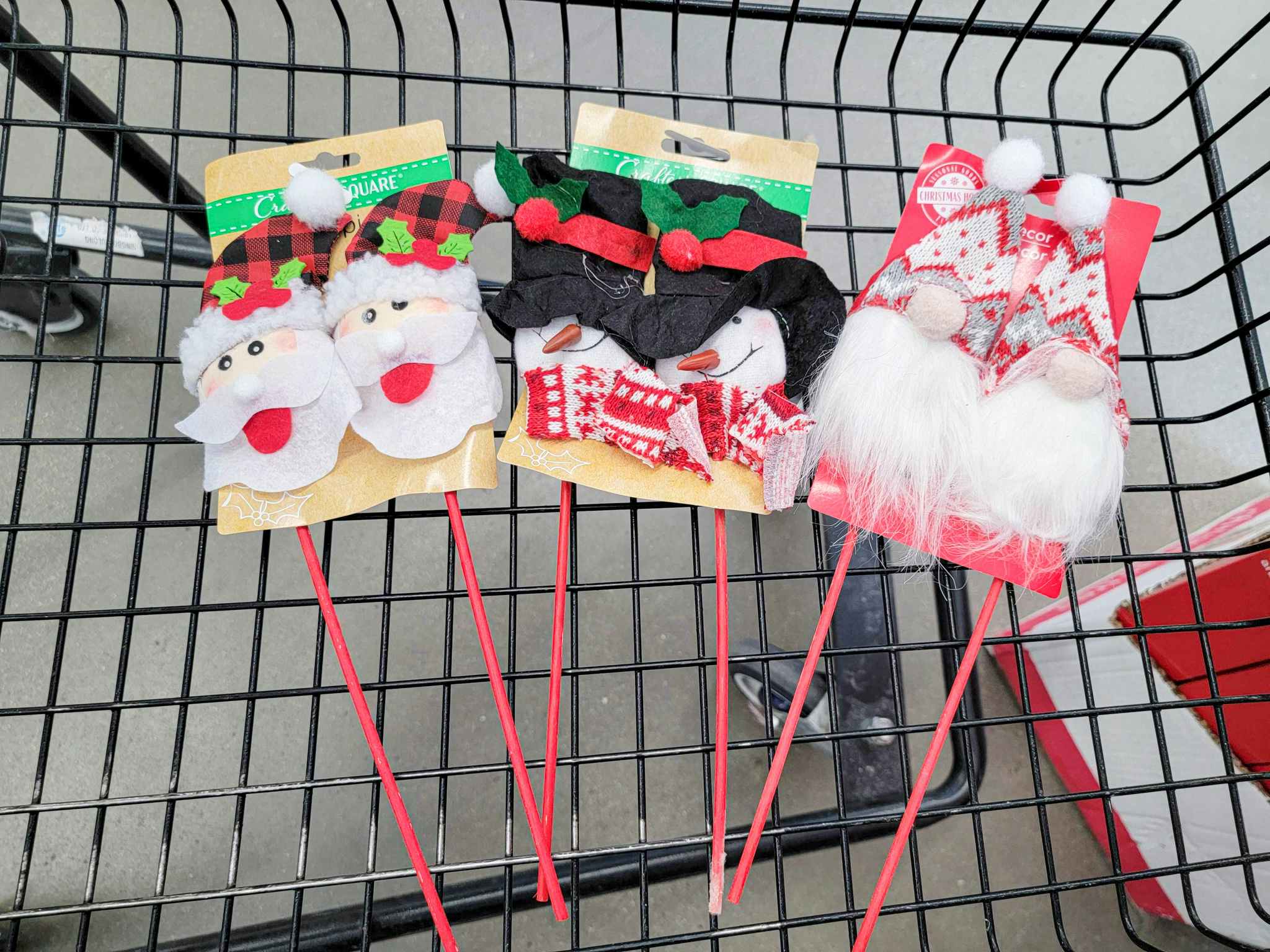 santa, snowman, and gnome christmas wreath decorative picks