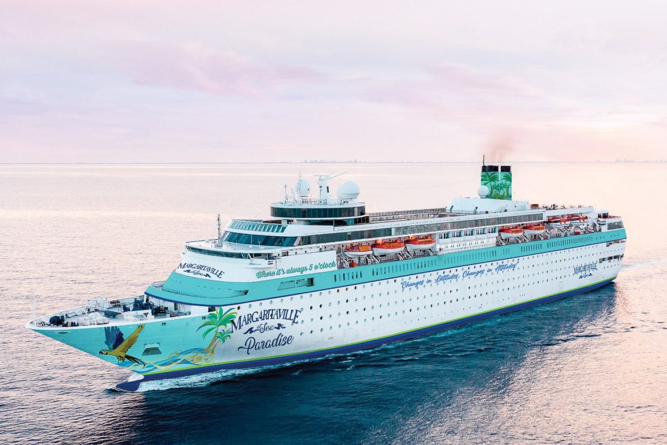 The Margaritaville at Sea cruise ship on the water.